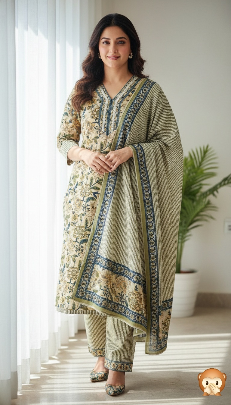 Sage green ethnic suit